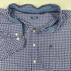 IZOD Mens 6XL Purple Gingham Check Long Sleeve Button Down Shirt Big & Tall